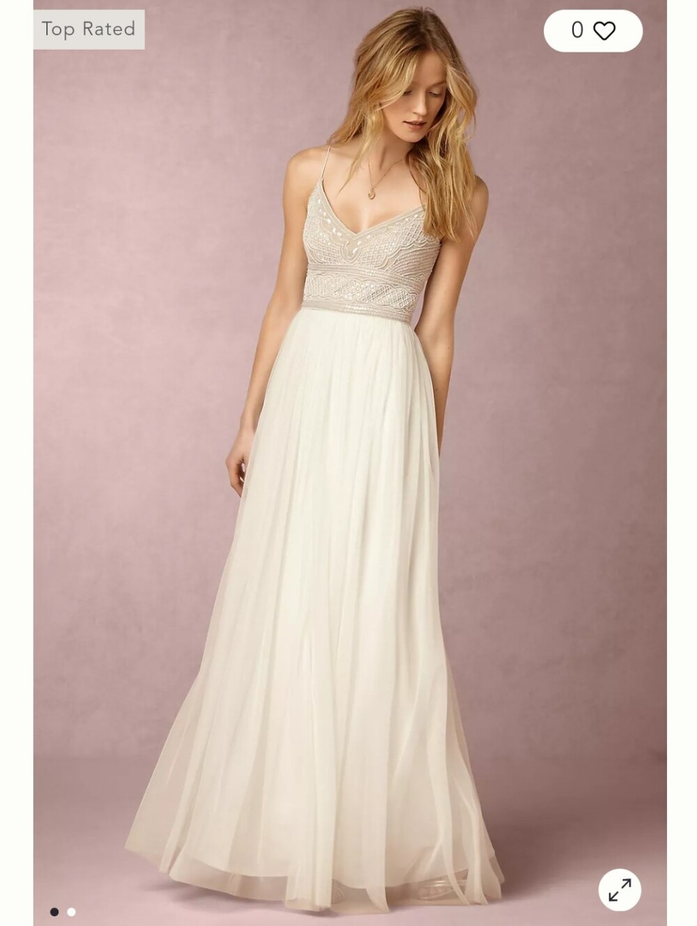 Adrianna X BHLDN Size 8 Tulle Beaded Ivory Dress